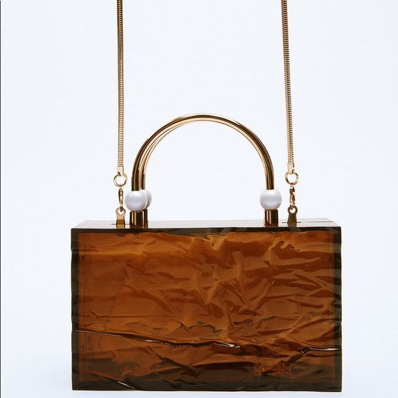 ZARA PEARL STRAP METHACRYLATE BOX BAG - Picture 3 of 4